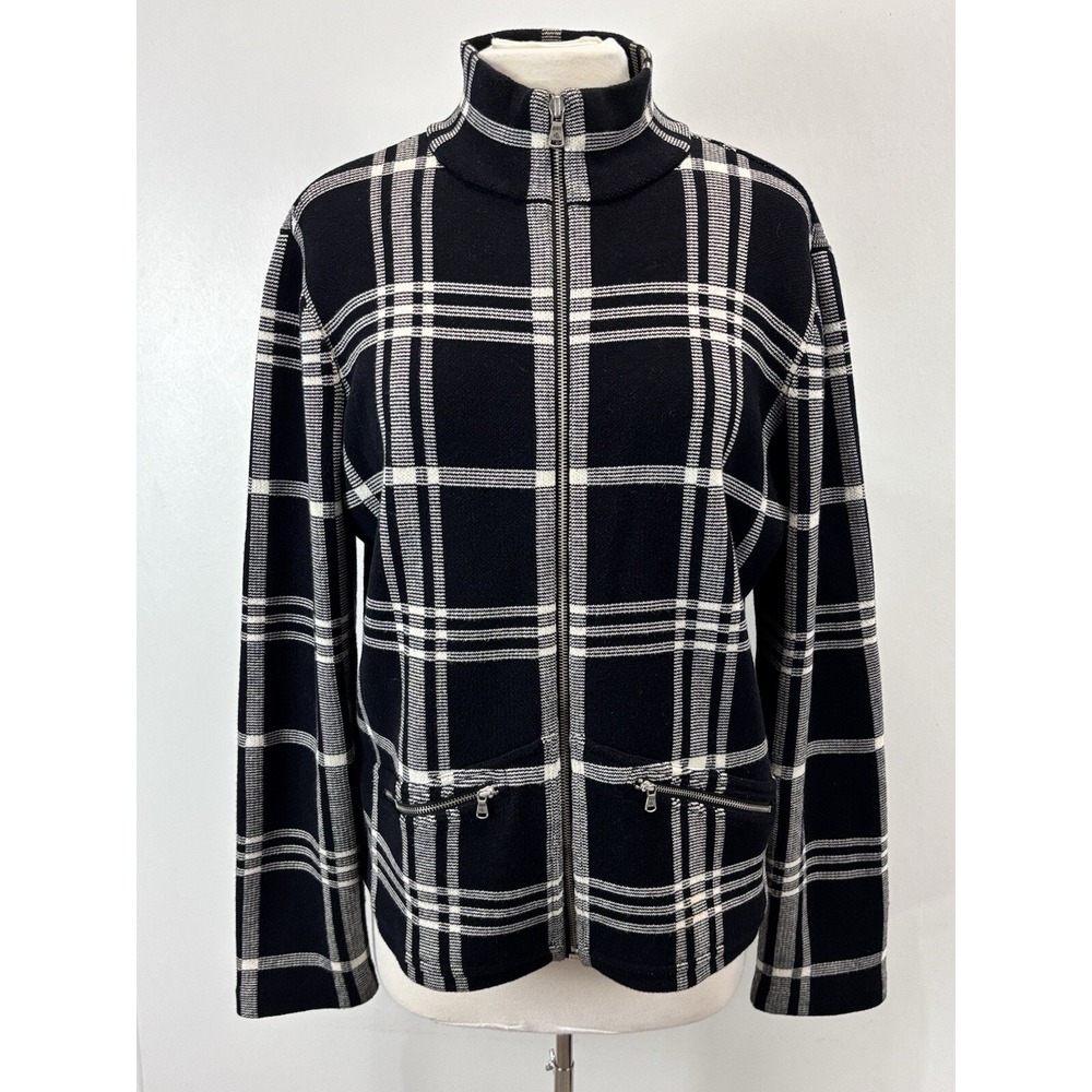 Lauren Ralph Lauren Knit Sweater Jacket Sz X-Large Women's Black White